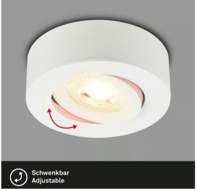 Preview: BRILONER - 2 in 1 LED Aufbauspot und Einbaustrahler schwenkbar, Ø90mm, warmweißes Licht, 230V, 7990016