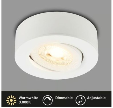 BRILONER - 2 in 1 LED Aufbauspot und Einbaustrahler schwenkbar, Ø90mm, warmweißes Licht, 230V, 7990016