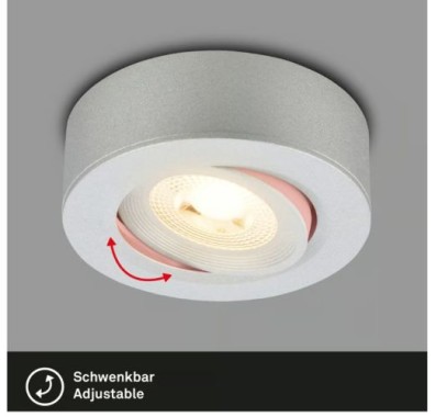 Preview: BRILONER - 2 in 1 LED Aufbauspot und Einbaustrahler schwenkbar, Ø90mm, warmweißes Licht, 230V, 7990014