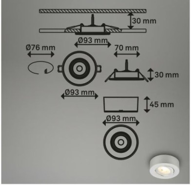 BRILONER - 2 in 1 LED Aufbauspot und Einbaustrahler schwenkbar, Ø90mm, warmweißes Licht, 230V, 7990014