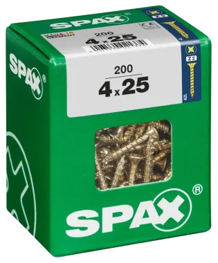 SPAX Universalschraube, 4 x 25 mm, 200 Stück, Vollgewinde, Senkkopf, Kreuzschlitz Z2, 4CUT, YELLOX, 4081020400257 4