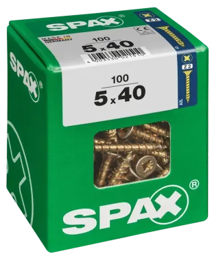 SPAX Universalschraube, 5 x 40 mm, 100 Stück, Vollgewinde, Senkkopf, Kreuzschlitz Z2, 4CUT, YELLOX, 4081020500407 4