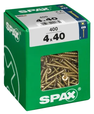SPAX Universalschraube, 4 x 40 mm, 400 Stück, Vollgewinde, Senkkopf, Kreuzschlitz Z2, 4CUT, YELLOX, 4081020400408 4