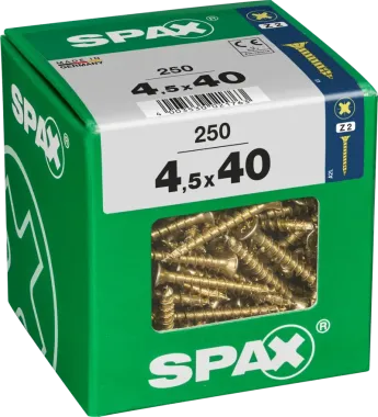SPAX Universalschraube, 4,5 x 40 mm, 250 Stück, Vollgewinde, Senkkopf, Kreuzschlitz Z2, 4CUT, YELLOX, 4081020450408 3