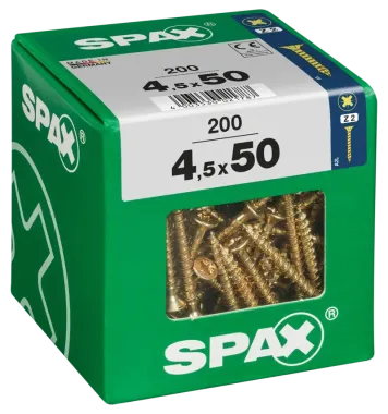 SPAX Universalschraube, 4,5 x 50 mm, 200 Stück, Vollgewinde, Senkkopf, Kreuzschlitz Z2, 4CUT, YELLOX, 4081020450508 3