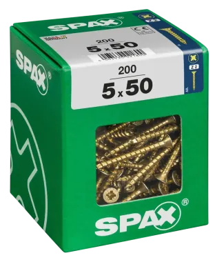SPAX Universalschraube, 5 x 50 mm, 200 Stück, Vollgewinde, Senkkopf, Kreuzschlitz Z2, 4CUT, YELLOX, 4081020500508 3