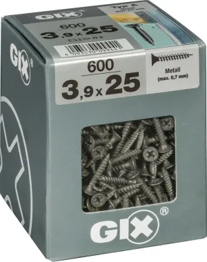 SPAX GIX-A Trockenbauschraube Phosphatiert schwarz, 3,9 x 25 mm, 600 Stücxk, Vollgewinde, Trompetenkopf, Kreuzschlitz H, Nadelspitze, 4091170390258 3