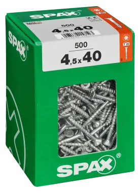 SPAX Universalschraube, 4,5 x 40 mm, 500 Stück, Teilgewinde, Senkkopf, T-STAR plus T20, 4CUT, WIROX, 4191010450406 3