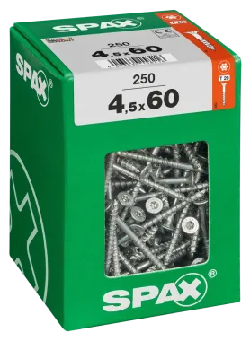 SPAX Universalschraube, 4,5 x 60 mm, 250 Stück, Teilgewinde, Senkkopf, T-STAR plus T20, 4CUT, WIROX, 4191010450606 3
