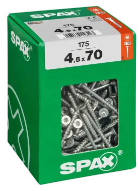 SPAX Universalschraube, 4,5 x 70 mm, 175 Stück, Teilgewinde, Senkkopf, T-STAR plus T20, 4CUT, WIROX, 4191010450706 3