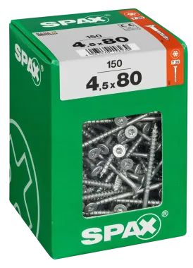SPAX Universalschraube, 4,5 x 80 mm, 150 Stück, Teilgewinde, Senkkopf, T-STAR plus T20, 4CUT, WIROX, 4191010450806 3