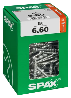 SPAX Universalschraube, 6 x 60 mm, 150 Stück, Teilgewinde, Senkkopf, T-STAR plus T30, 4CUT, WIROX, 4191010600606 3