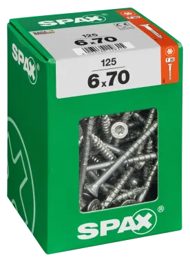 SPAX Universalschraube, 6 x 70 mm, 125 Stück, Teilgewinde, Senkkopf, T-STAR plus T30, 4CUT, WIROX, 4191010600706 3