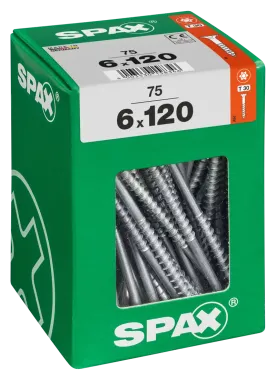 SPAX Universalschraube, 6 x 120 mm, 75 Stück, Teilgewinde, Senkkopf, T-STAR plus T30, 4CUT, WIROX, 4191010601206 3