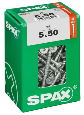 SPAX Universalschraube, 5 x 50 mm, 75 Stück, Teilgewinde, Senkkopf, T-STAR plus T20, 4CUT, WIROX, 4191010500507 3
