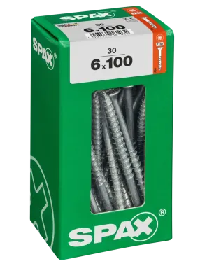 SPAX Universalschraube, 6 x 100 mm, 30 Stück, Teilgewinde, Senkkopf, T-STAR plus T30, 4CUT, WIROX, 4191010601007 3
