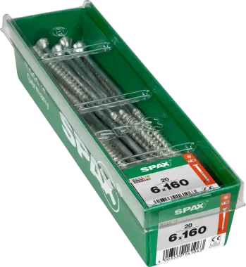 SPAX Universalschraube, 6 x 160 mm, 20 Stück, Teilgewinde, Senkkopf, T-STAR plus T30, 4CUT, WIROX, 4191010601612 3