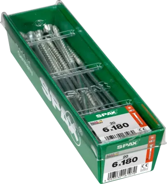 SPAX Universalschraube, 6 x 180 mm, 20 Stück, Teilgewinde, Senkkopf, T-STAR plus T30, 4CUT, WIROX, 4191010601812 4