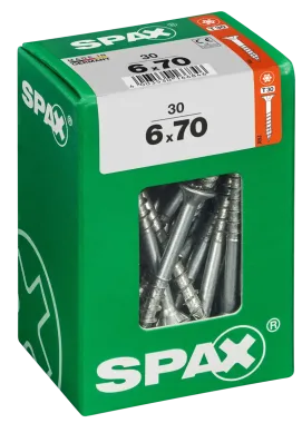 SPAX Universalschraube, 6 x 70 mm, 30 Stück, Teilgewinde, Senkkopf, T-STAR plus T30, 4CUT, WIROX, 4191010600707 2