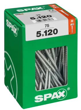 SPAX Universalschraube, 5 x 120 mm, 75 Stück, Teilgewinde, Senkkopf, T-STAR plus T20, 4CUT, WIROX, 4191010501206 3