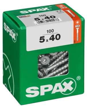 SPAX Universalschraube, 5 x 40 mm, 100 Stück, Teilgewinde, Senkkopf, T-STAR plus T20, 4CUT, WIROX, 4191010500407 3