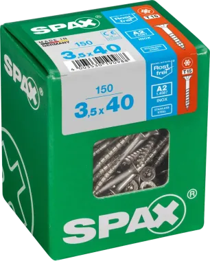 SPAX Edelstahlschraube, 3,5 x 40 mm, 150 Stück, Teilgewinde, Senkkopf, T-STAR plus T15, 4CUT, Edelstahl rostfrei A2, 4197000350407 3