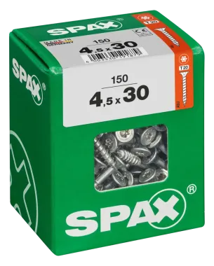 SPAX Universalschraube, 4,5 x 30 mm, 150 Stück, Teilgewinde, Senkkopf, T-STAR plus T20, 4CUT, WIROX - 4191010450307 4