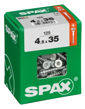 SPAX Universalschraube, 4,5 x 35 mm, 125 Stück, Teilgewinde, Senkkopf, T-STAR plus T20, 4CUT, WIROX, 4191010450357 1