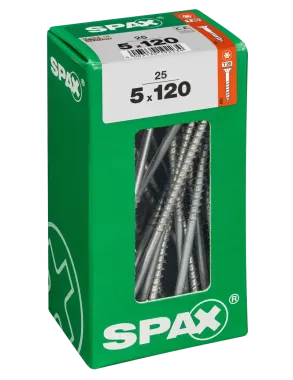 SPAX Universalschraube, 5 x 120 mm, 25 Stück, Teilgewinde, Senkkopf, T-STAR plus T20, 4CUT, WIROX, 4191010501207 3