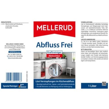 MELLERUD Abfluss Frei Kraftreiniger Aktivchlor, 1 L, 2003109168
