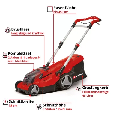 Preview: Einhell Professional Akku-Rasenmäher GP-CM 36/450 (2x 4,0Ah) 3413292