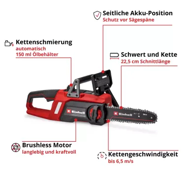 Preview: Einhell Akku-Kettensäge GE-LC 18/25 Li BL-Solo, 4600070