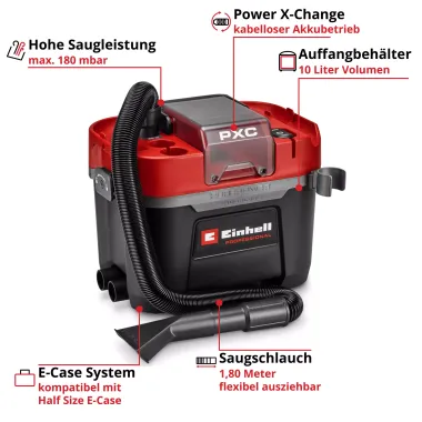 Preview: Einhell Professional Akku-Nass-Trockensauger TP-VC 18/10 Li BL L-Solo 2347155
