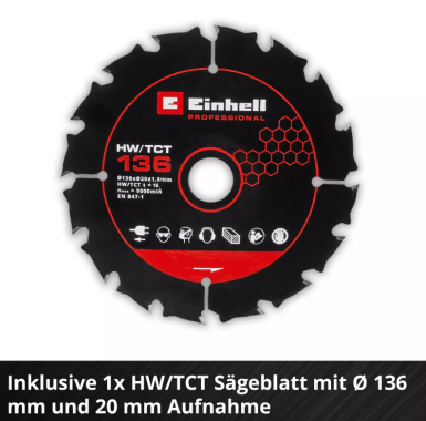Einhell PROFESSIONAL Akku-Handkreissäge TP-CS 18/136-C Li BL - Solo, 4331240