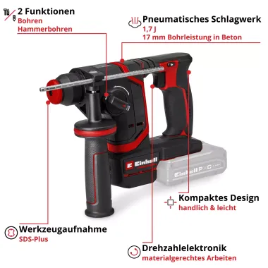 Preview: Einhell PROFESSIONAL Akku-Bohrhammer TP-HD 18/17-C Li BL - Solo, 4514415
