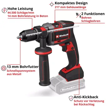 Preview: Einhell PROFESSIONAL Akku-Schlagbohrmaschine TP-ID 18-C Li BL - Solo, 4514026