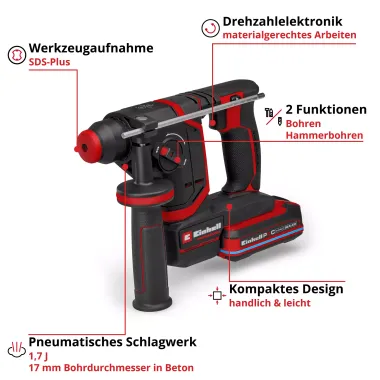Preview: Einhell PROFESSIONAL Akku-Bohrhammer TP-HD 18/17-C Li BL +5 (3.0Ah), 4514418