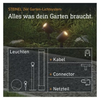 Preview: Steinel Verlängerungskabel 1 m für 24V Garten-Lichtsystem, IP67, 089276