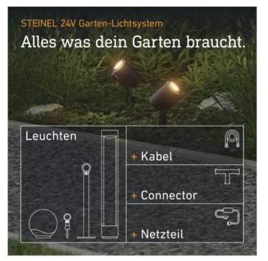 Preview: Steinel Verlängerungskabel 2.5 m für 24V Garten-Lichtsystem, IP67, 089283