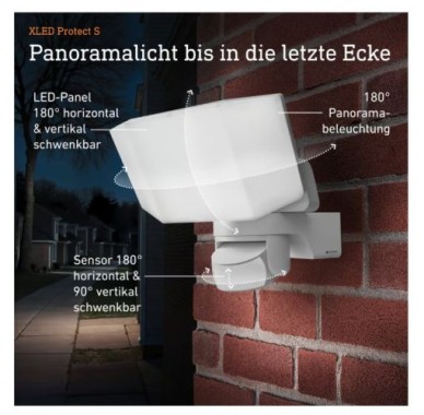 Preview: Steinel LED Strahler XLED Protect S Weiß, 180°/10 m Bewegungsmelder, 089894