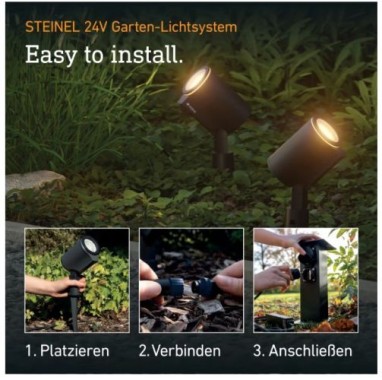 Steinel Spot Garden C 24V Starter-Set, inkl. 2x LED-Gartenstrahler mit Erdspieß und Zubehör, App-Steuerung, Ohne Sensor, 093907