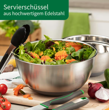 Fackelmann Chefkoch Edelstahlschüssel 4 Liter, spülmaschinengeeignet, 23225