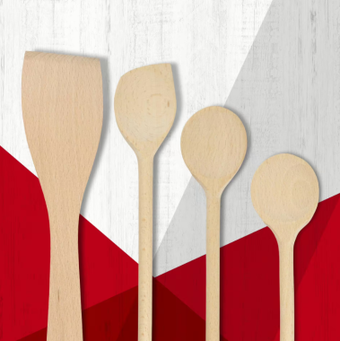 Preview: Fackelmann 4-teiliges Küchenhelfer-Set aus Holz mit Pfannenwender und Löffel, FSC-zertifiziertes Holz, 20 cm, 25 cm, 30 cm, 31125