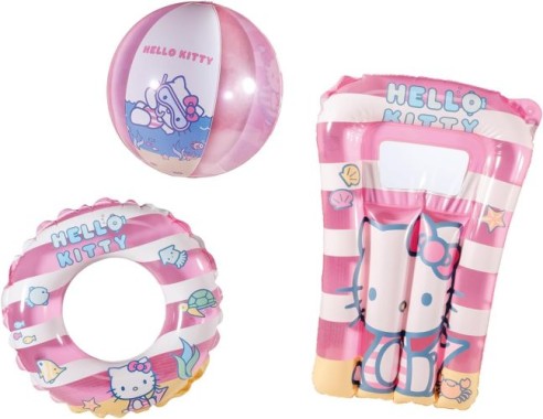 Happy People Hello Kitty Strandset 3-teilig, Luftmatratze, Schwimmring und Ball, 16976
