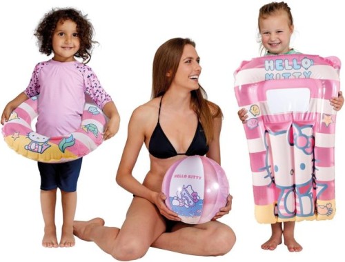 Preview: Happy People Hello Kitty Strandset 3-teilig, Luftmatratze, Schwimmring und Ball, 16976