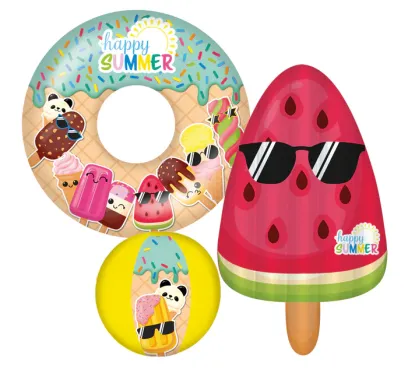 Happy People Happy Summer 3er Strandset – Wasserball, Schwimmring & Luftmatratze, 77455