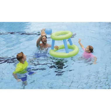 Preview: Happy People Basketball Set aufblasbar ca. 74x74x46cm, Ball 17cm, 77582