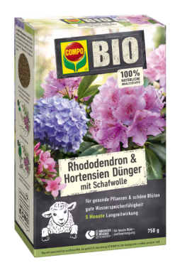 COMPO BIO Rhododendron- und Hortensien Dünger mit Schafwolle, 750g, 26723