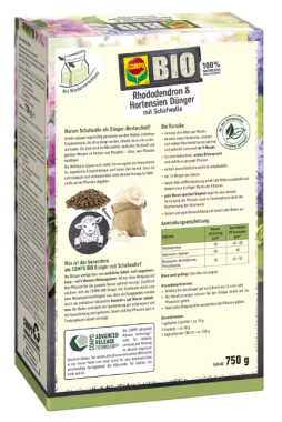 Preview: COMPO BIO Rhododendron- und Hortensien Dünger mit Schafwolle, 2 Kg, 26725