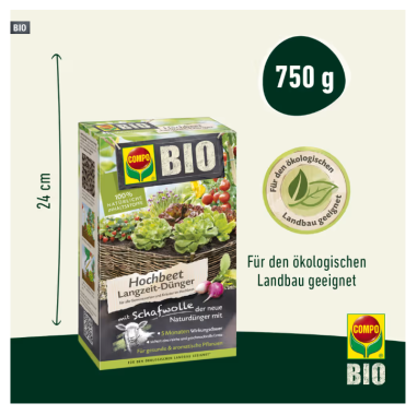 Preview: COMPO BIO Hochbeet Dünger mit Schafwolle, 750g, 26738